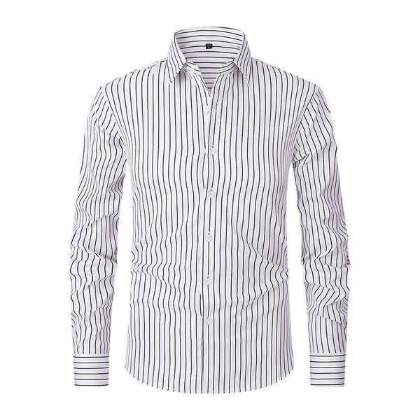 Men's Striped All-matching Ice Silk Long Sleeve Shirt