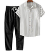 Printed Loose Short Sleeve Shirt Trousers Suit Men's Casual Suit