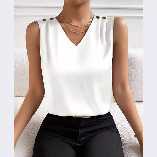 Women's Fashionable Simple Silk High Elastic Solid Color Vest