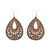 European And American New Fashion Hollow Water Drop Wood Earrings