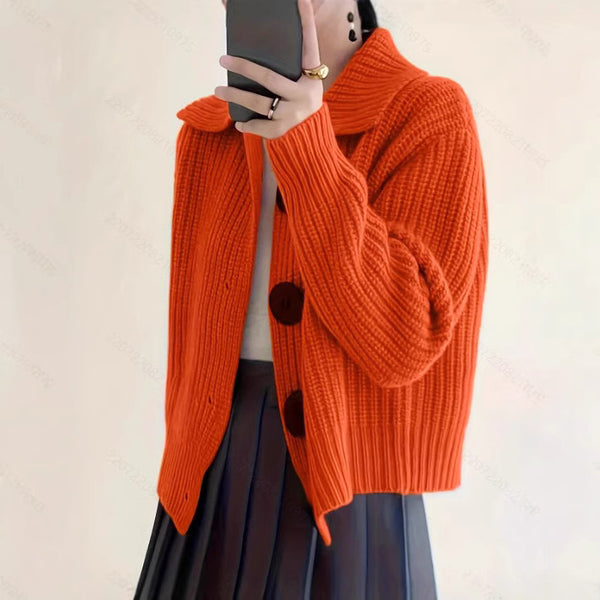 Loose Korean Style Fashion Casual Large Lapel Knitted Cardigan Jacket